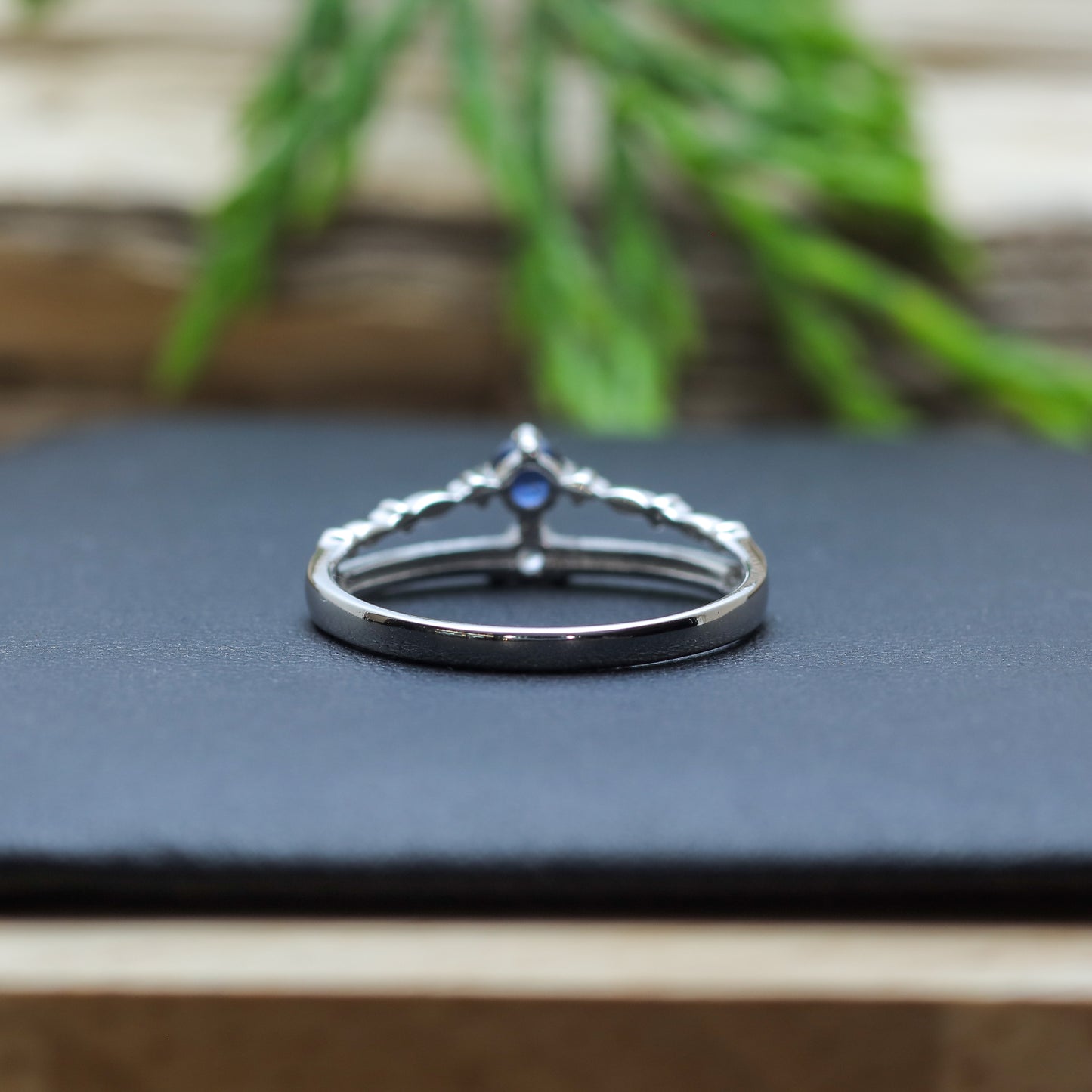 Round Sapphire Double-Band Style Ring in Sterling Silver