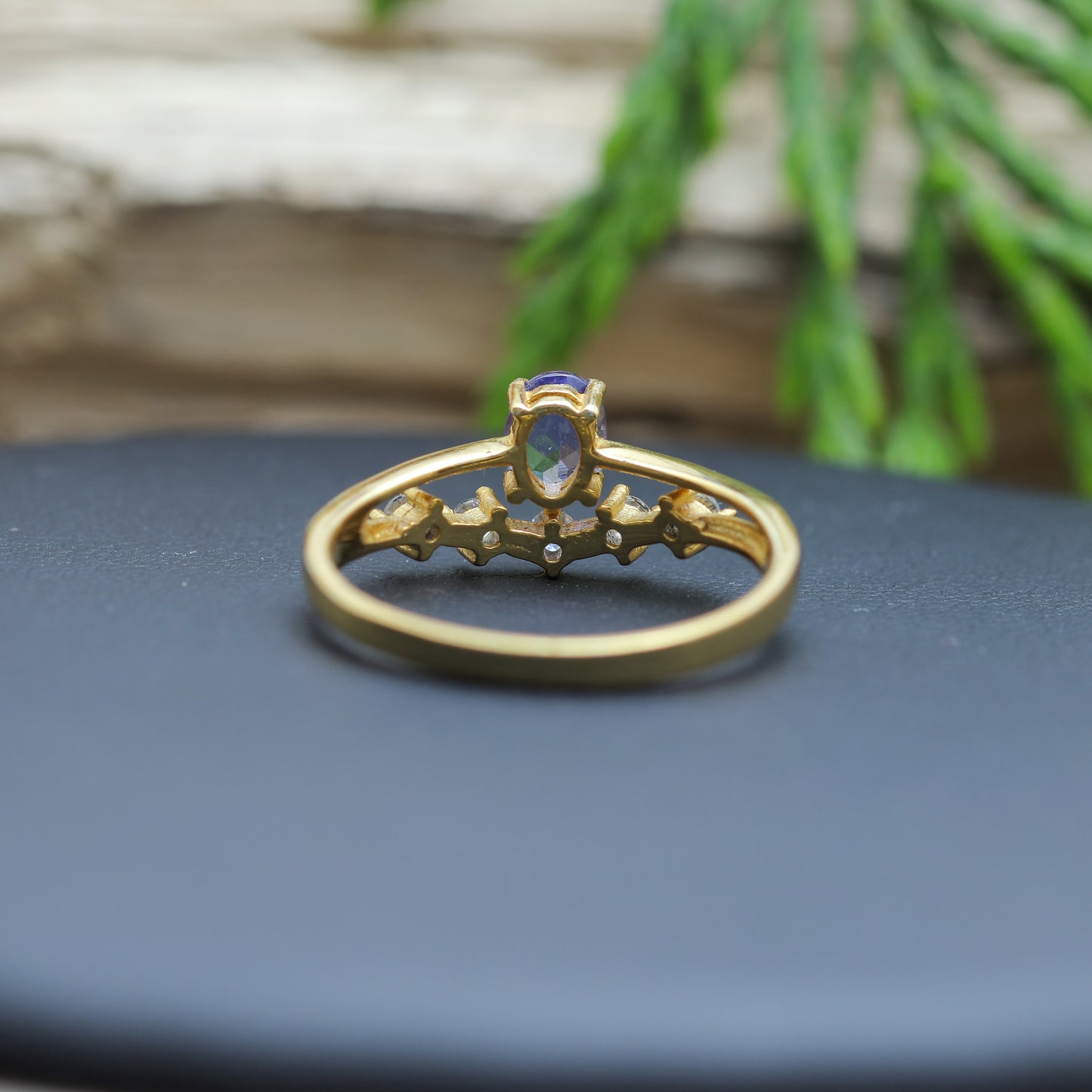 Women's Oval Tanzanite Ring in Gold-Plated Sterling Silver