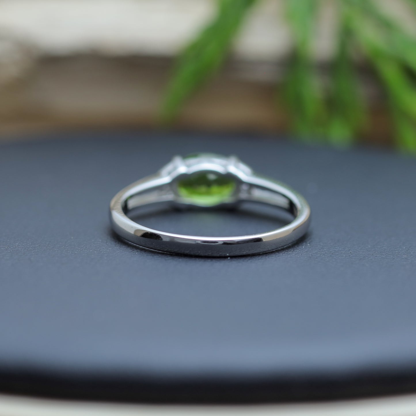 Oval Chrome Diopside Ring in Sterling Silver