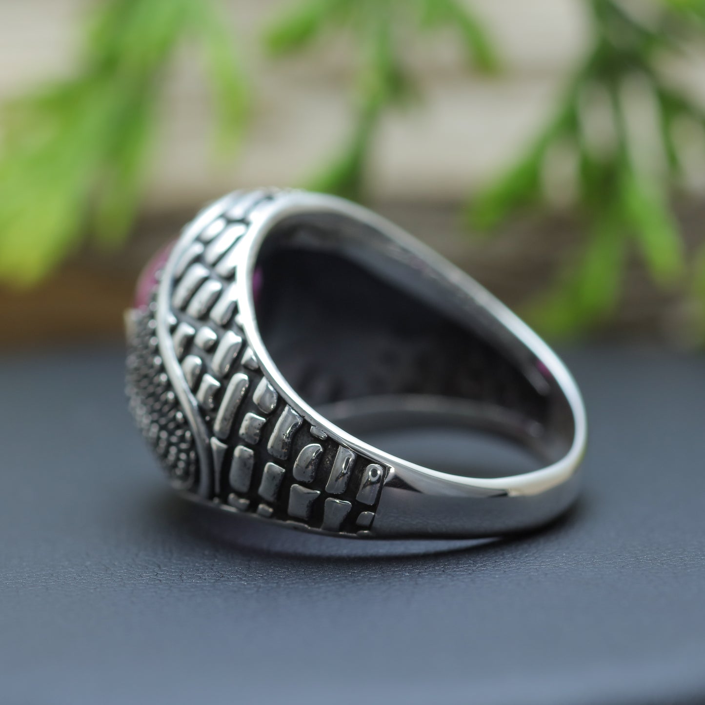 One-of-a-Kind Men's Natural Vietnamese Cabochon Ruby Signet Ring