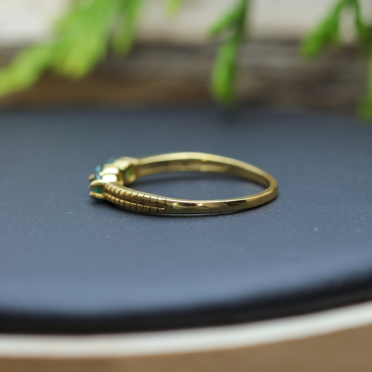 Three-Stone Emerald Gold-Plated Ring