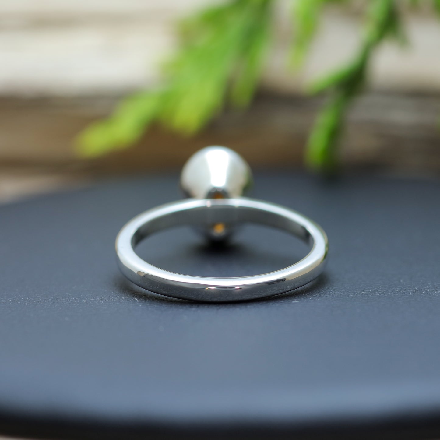 Natural Chalcedony Argentium Silver Solitaire Ring