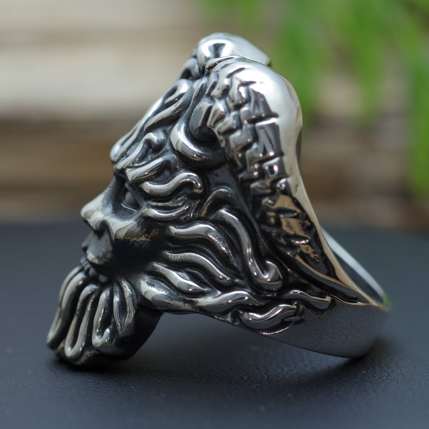 Men's "Pan" Greek Mythology Heavy Signet Ring in Sterling Silver (15.7g)
