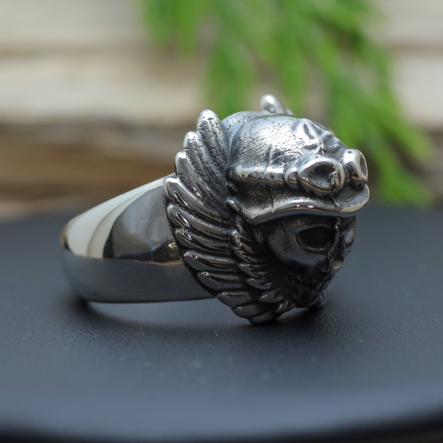Men's "Aviator Anarchy" Heavy Winged Skull Ring (23.8g)