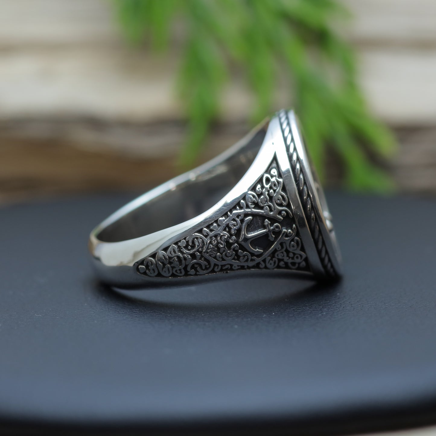Men's "Mariner Anchor" Heavy Signet Ring in Sterling Silver