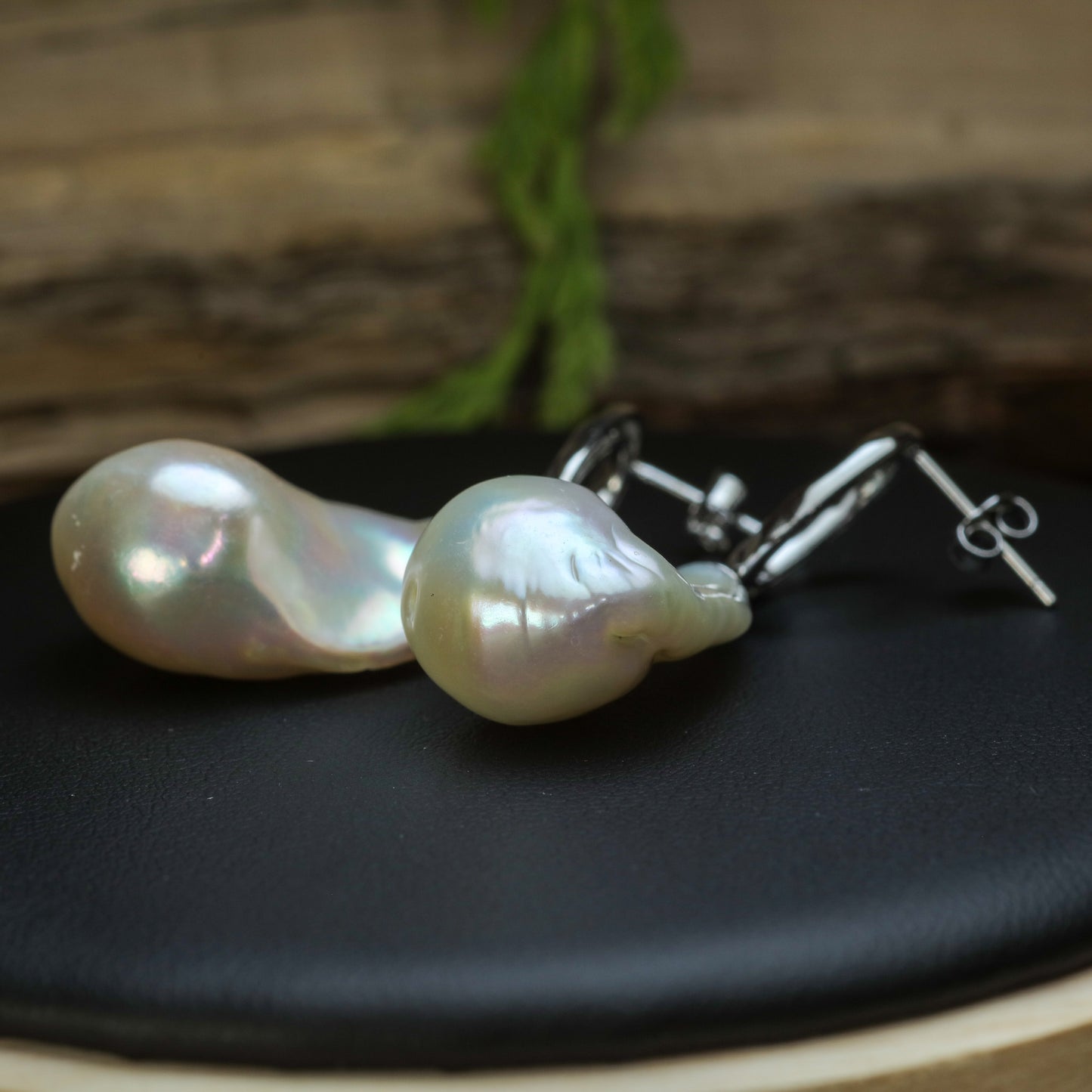 Natural Baroque Cultured Pearl, Hoop Drop Earrings