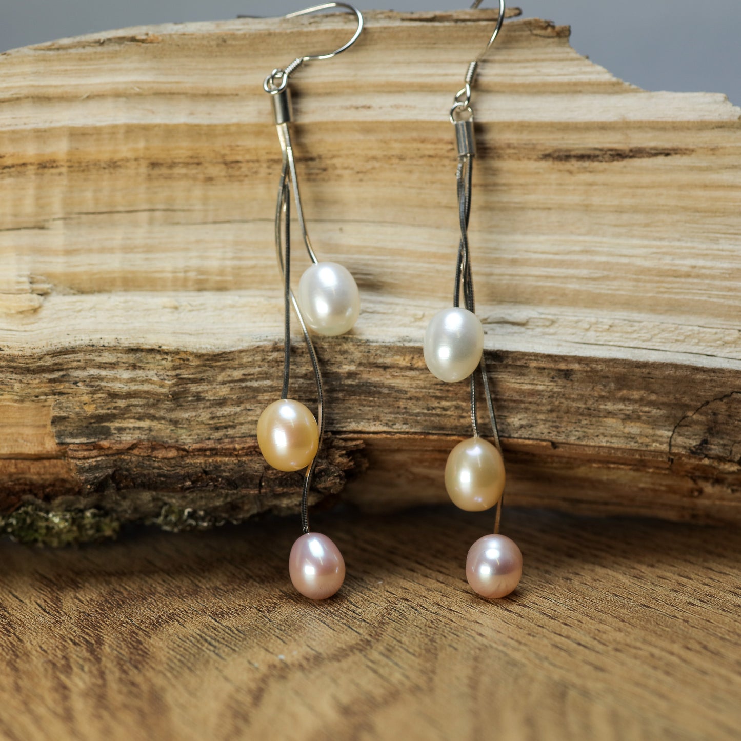 Multi-Tone Natural Cultured Pearl Cascade Earrings