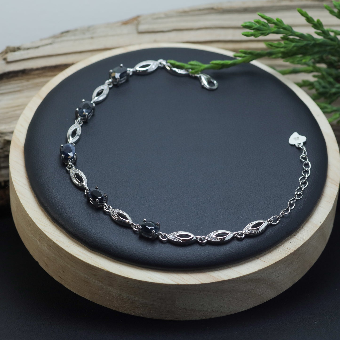 Natural Sapphire Marquise & Station Link Bracelet