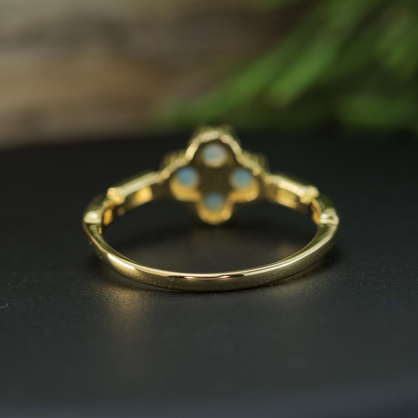 Natural Ethiopian Opal Clover Statement Ring