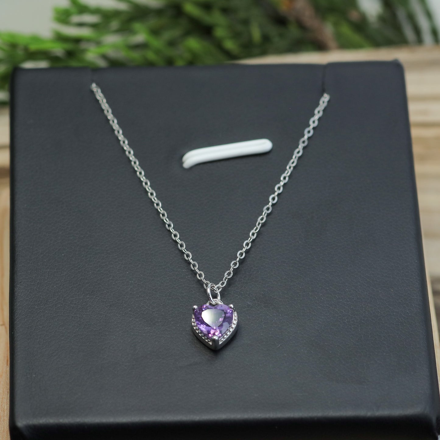 Heart-Shaped Amethyst Pendant Necklace