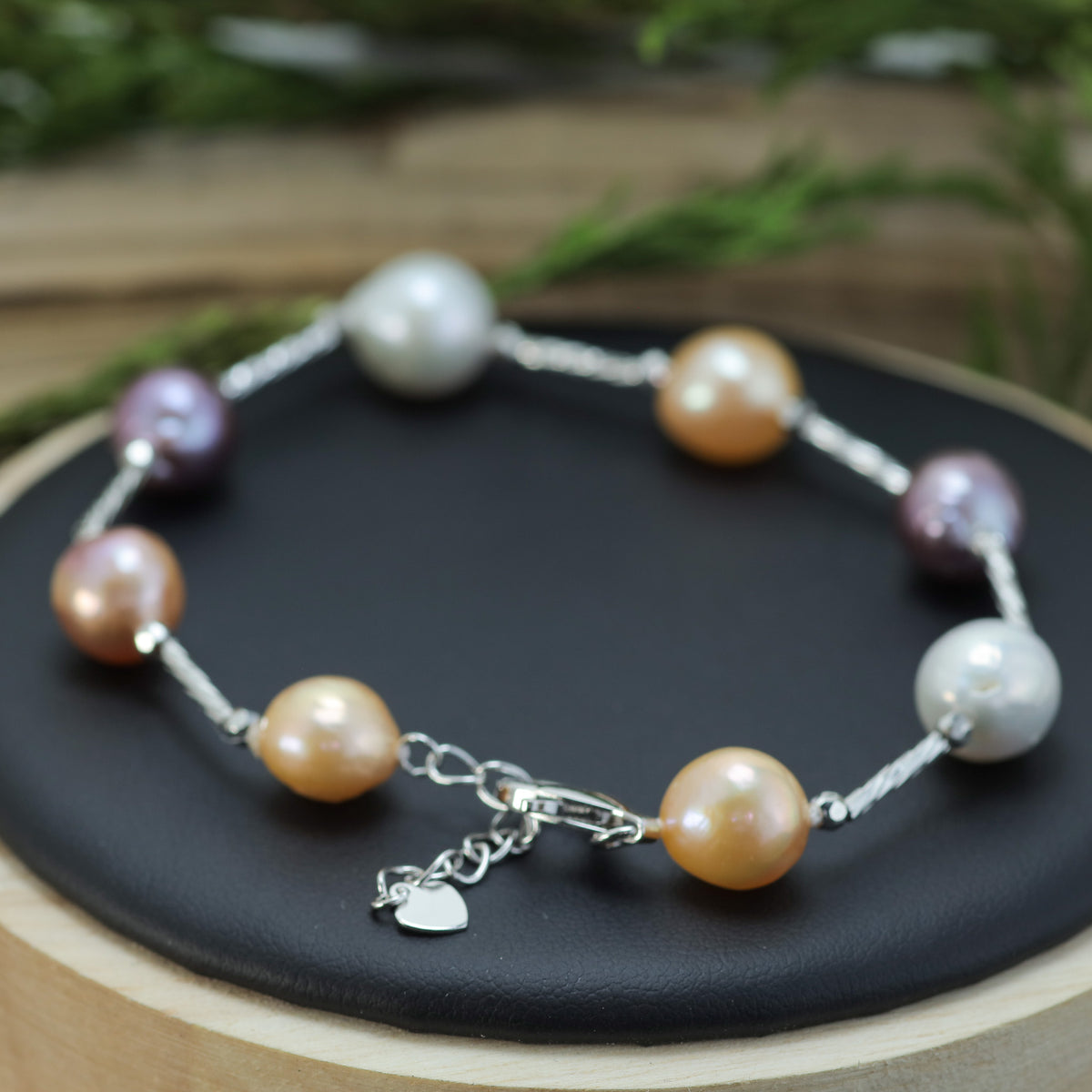Multi-Colour Baroque Cultured Pearl Station Bracelet