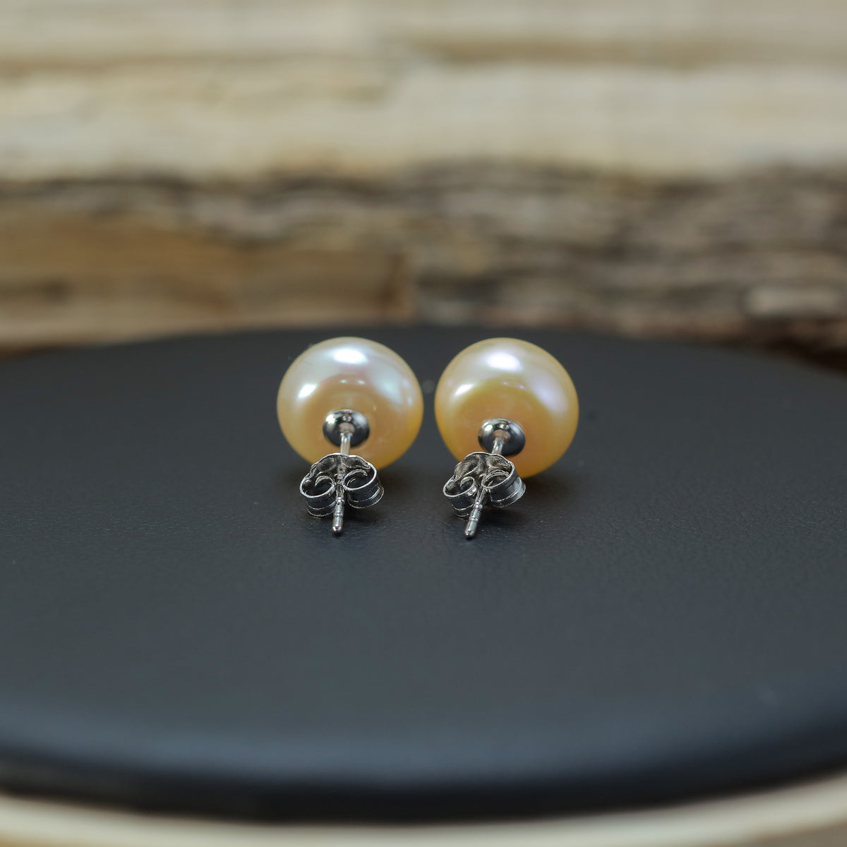Champagne Natural Cultured Pearl Stud Earrings