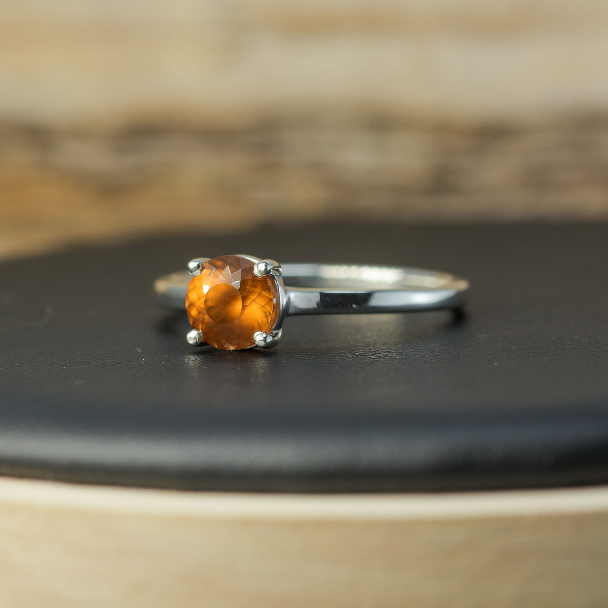 1.00 ct Hessonite Garnet Cathedral Solitaire Ring in 925 Sterling Silver