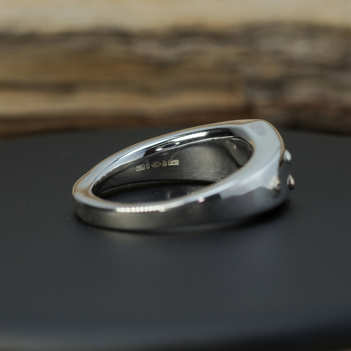 Tri-Gold Granulated 925 Silver Signet Ring (11.7g)