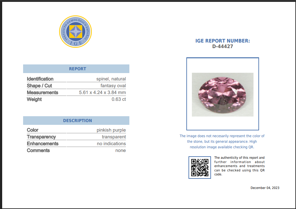 Studio-Cut Fantasy Oval Pinkish-Purple Spinel Silver Ring | Untreated / Certified Gemstone.