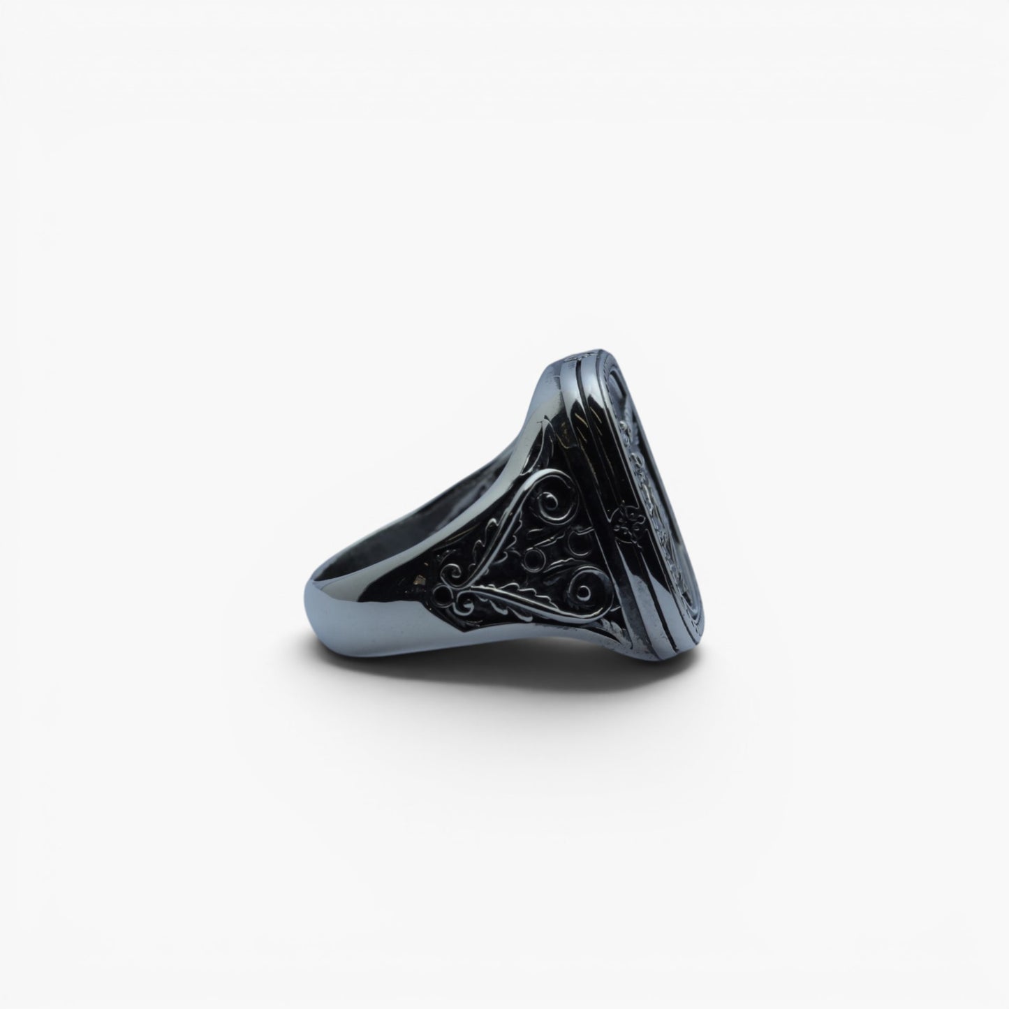Men's Sculpted Angelic Wing Heavy Signet Ring in Sterling Silver