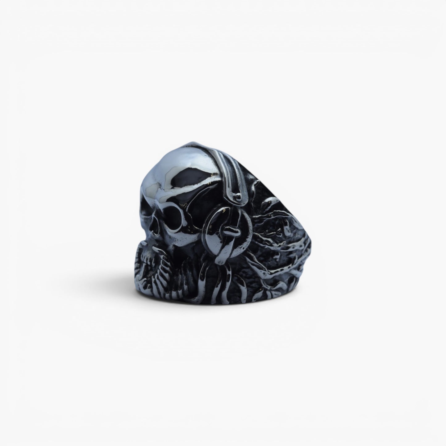 Men's "Cyber Reaper" Heavyweight Dreadlock Skull Signet Ring