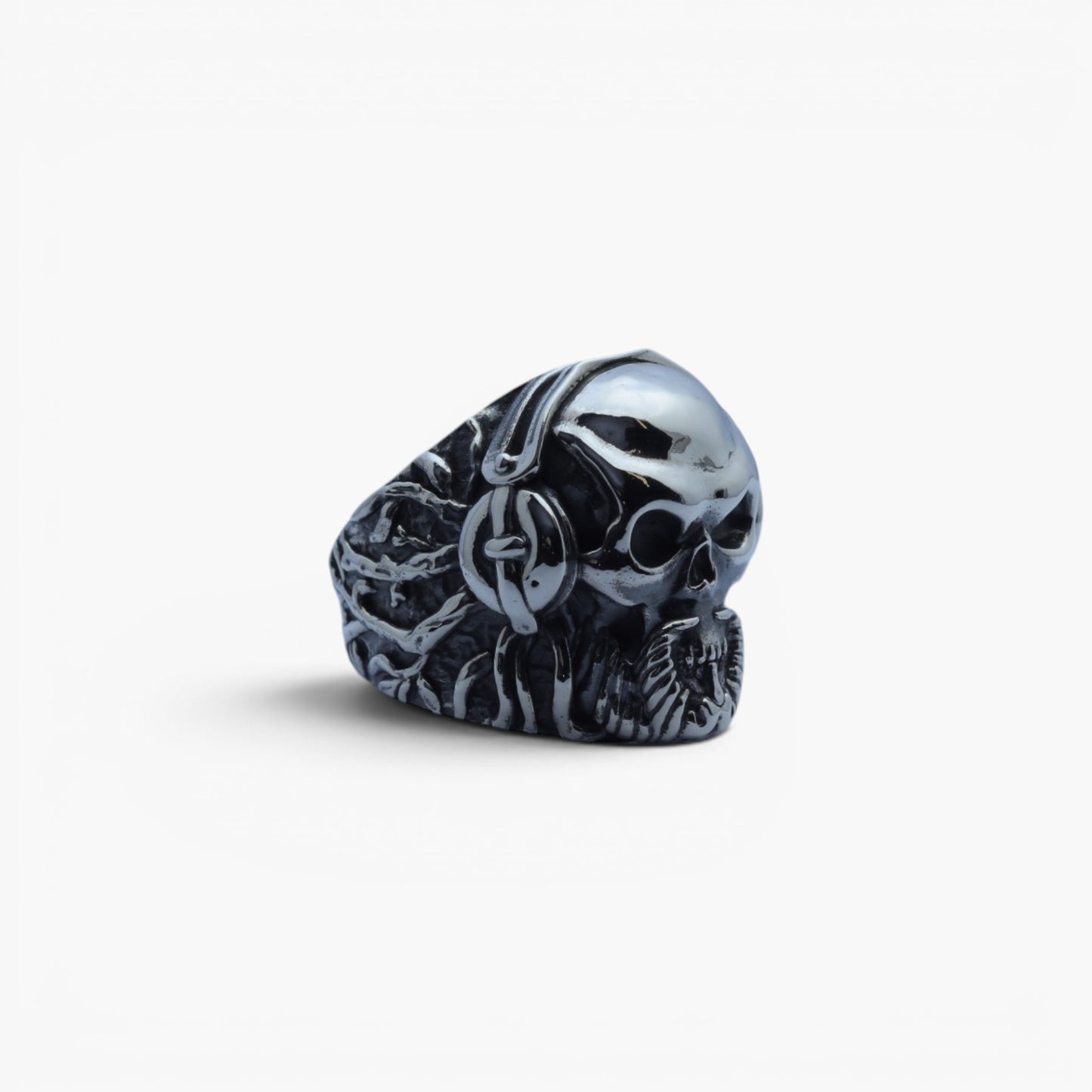 Men's "Cyber Reaper" Heavyweight Dreadlock Skull Signet Ring