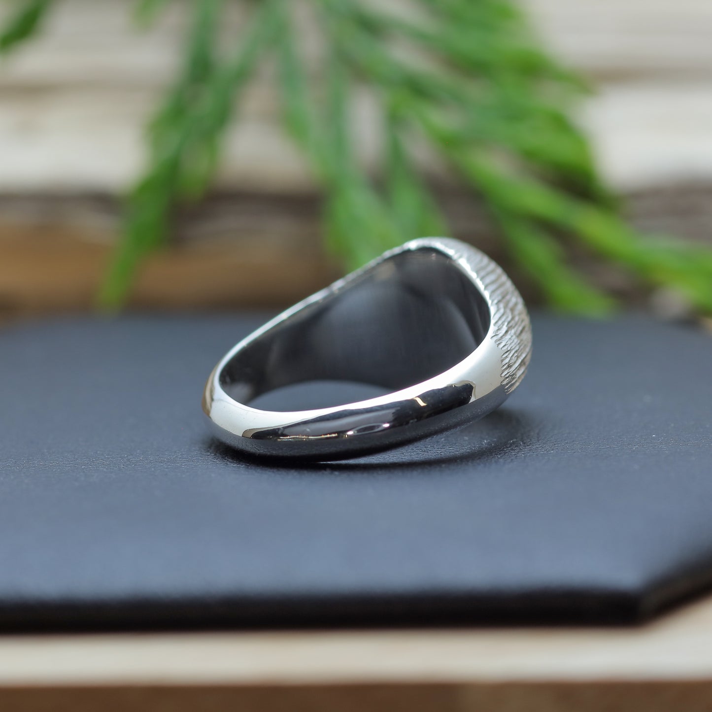 Hand-Sculpted Radial Texture Signet Ring in Argentium Silver