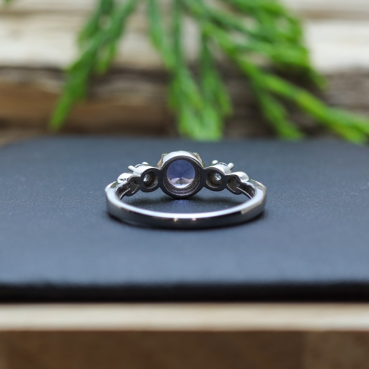 Round Tanzanite Three-Stone Ring in Sterling Silver