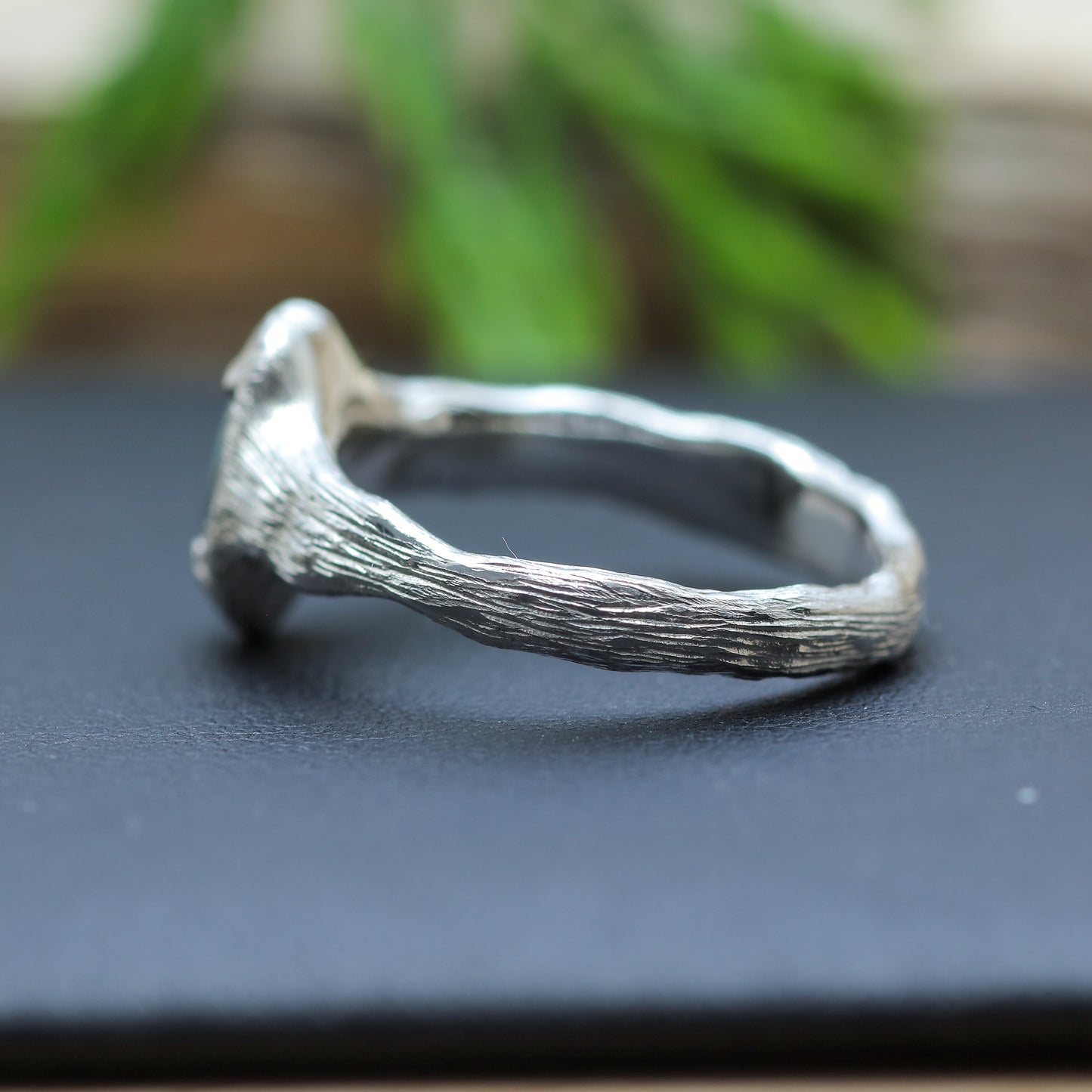 Hand-Sculpted Australian Opal Textured Ring in Sterling Silver