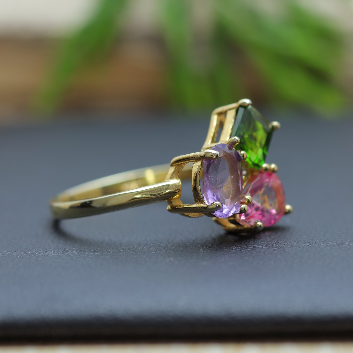 Multi-Gemstone Cluster Ring in Sterling Silver