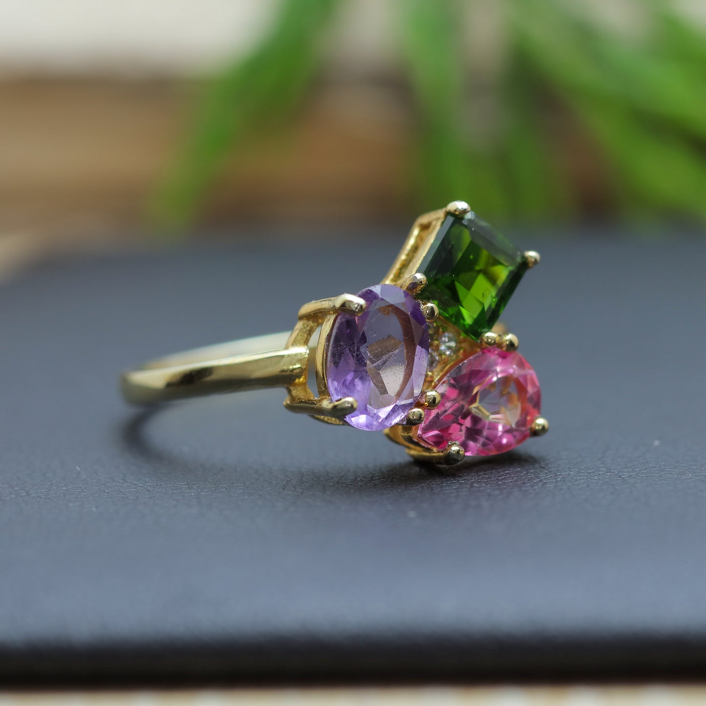 Multi-Gemstone Cluster Ring in Sterling Silver