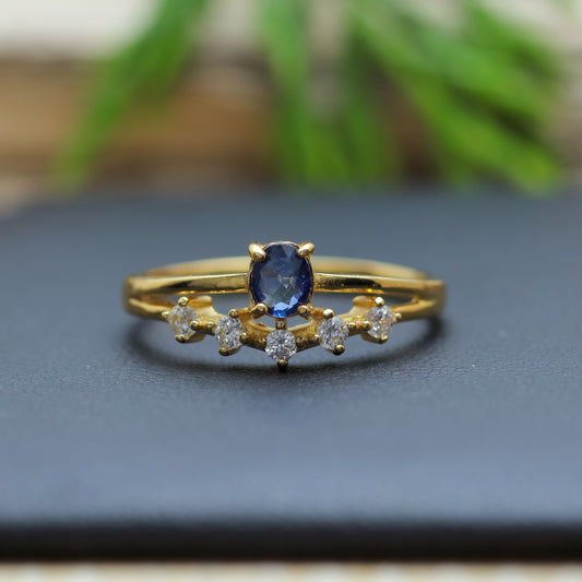 Sapphire Braided Band Tiara Ring in Sterling Silver
