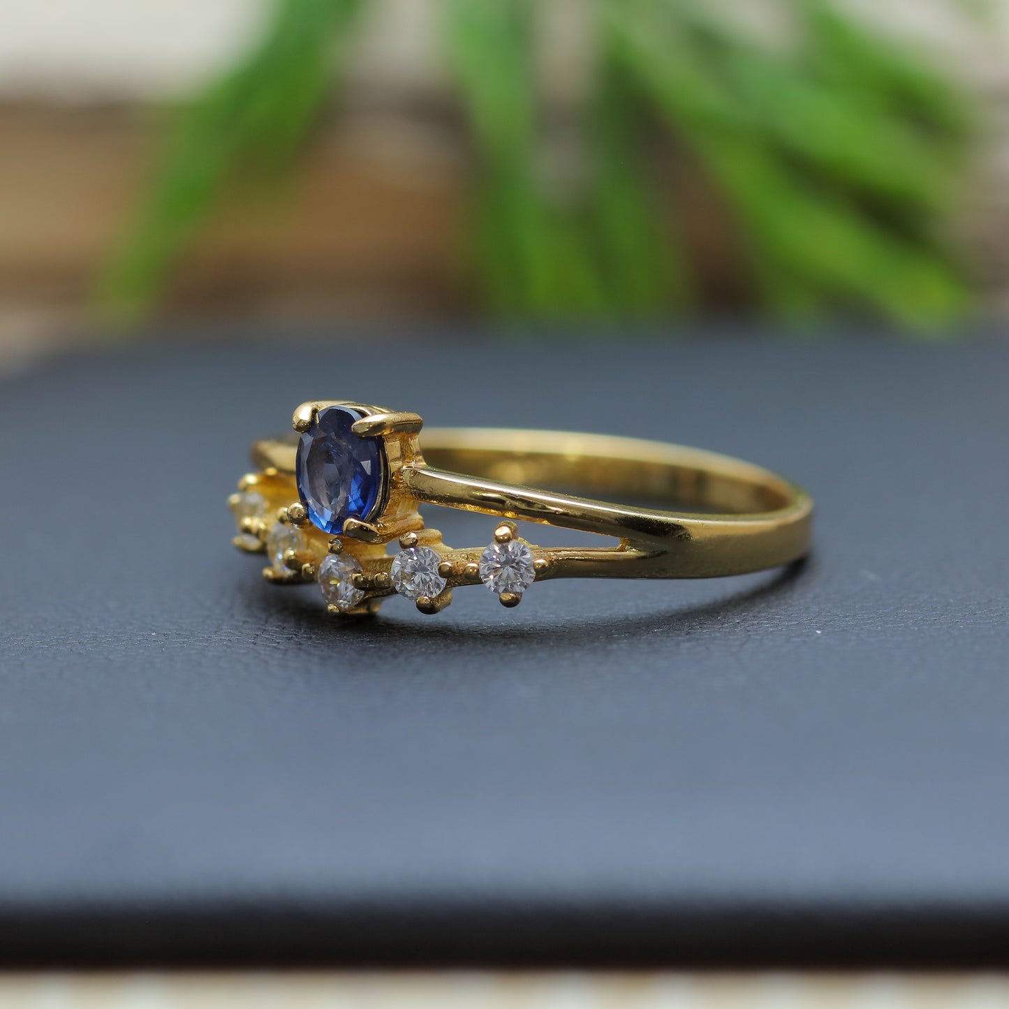 Sapphire Braided Band Tiara Ring in Sterling Silver