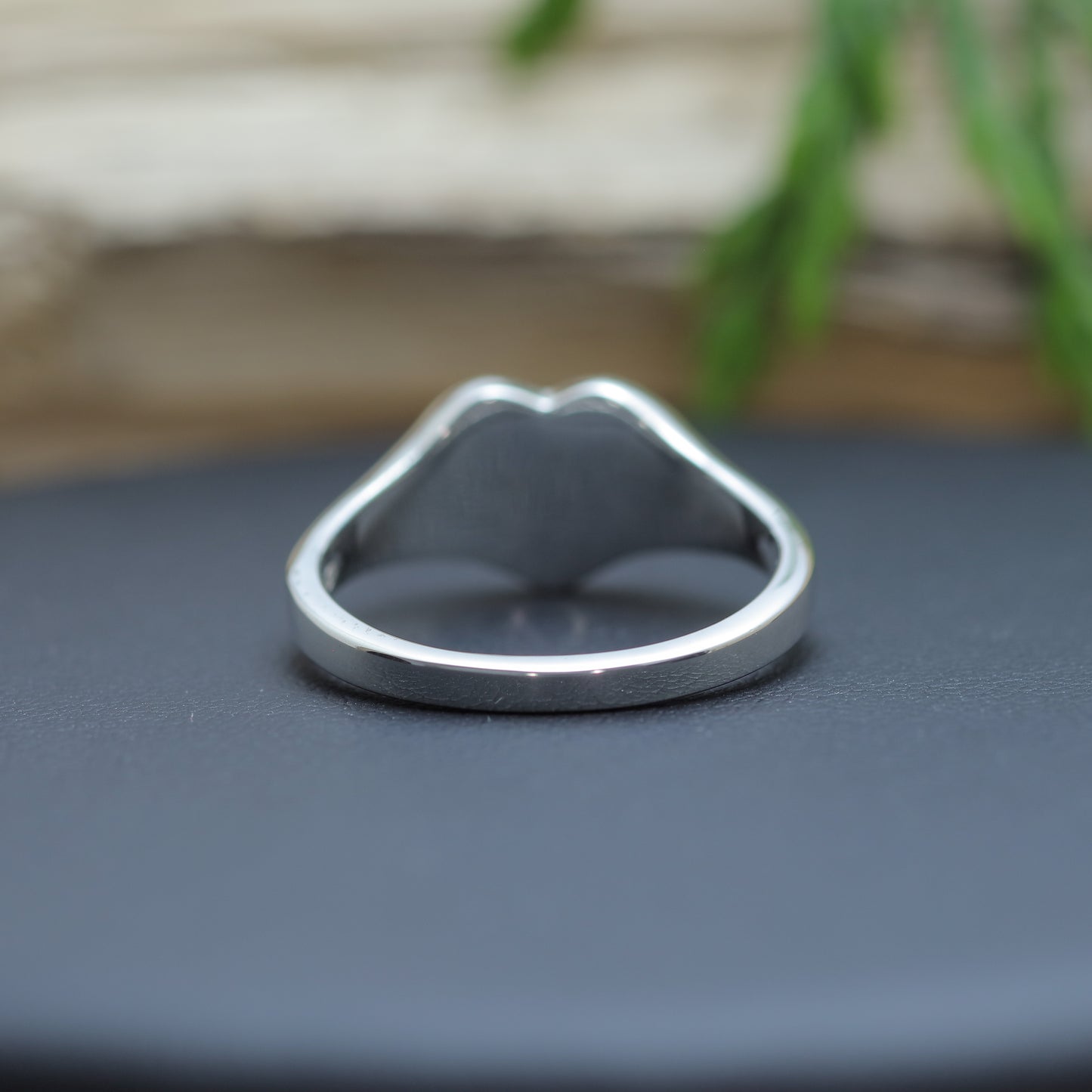 Handcrafted Heart Signet Flush-Set Lab Diamond Ring in Sterling Silver