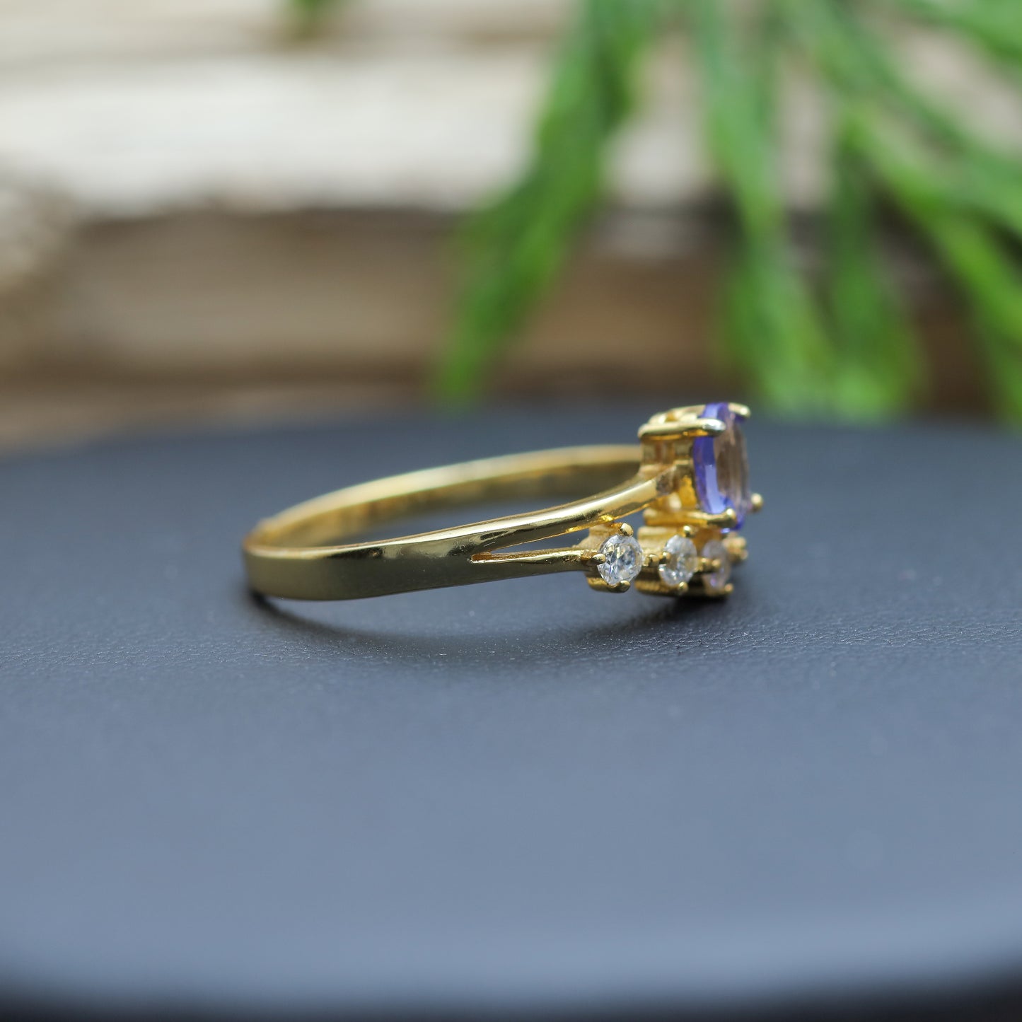 Women's Oval Tanzanite Ring in Gold-Plated Sterling Silver