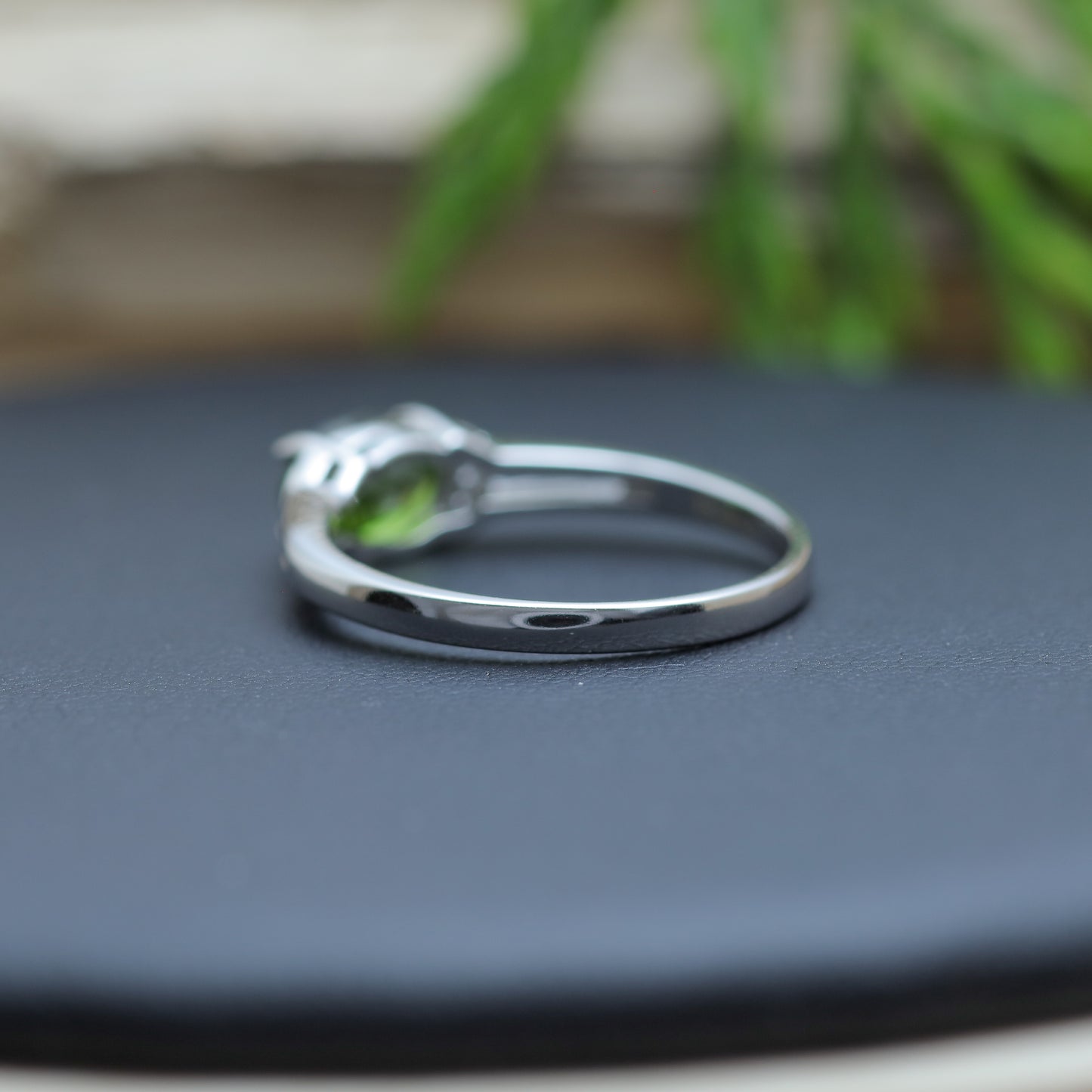 Oval Chrome Diopside  Ring in Sterling Silver