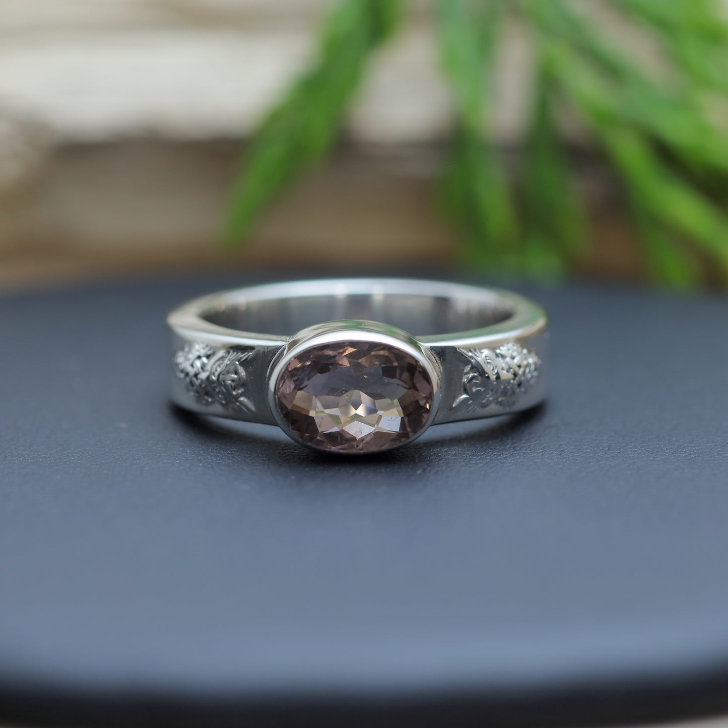 Light Pink Tourmaline Bezel Ring in Sterling Silver (with IGE Certificate)