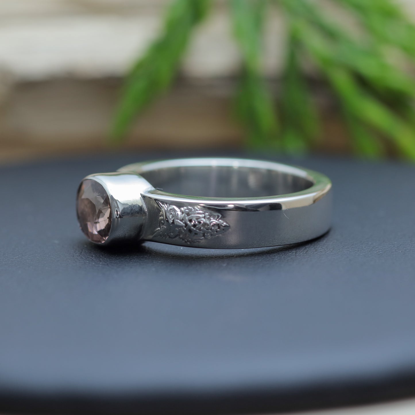 Light Pink Tourmaline Bezel Ring in Sterling Silver (with IGE Certificate)