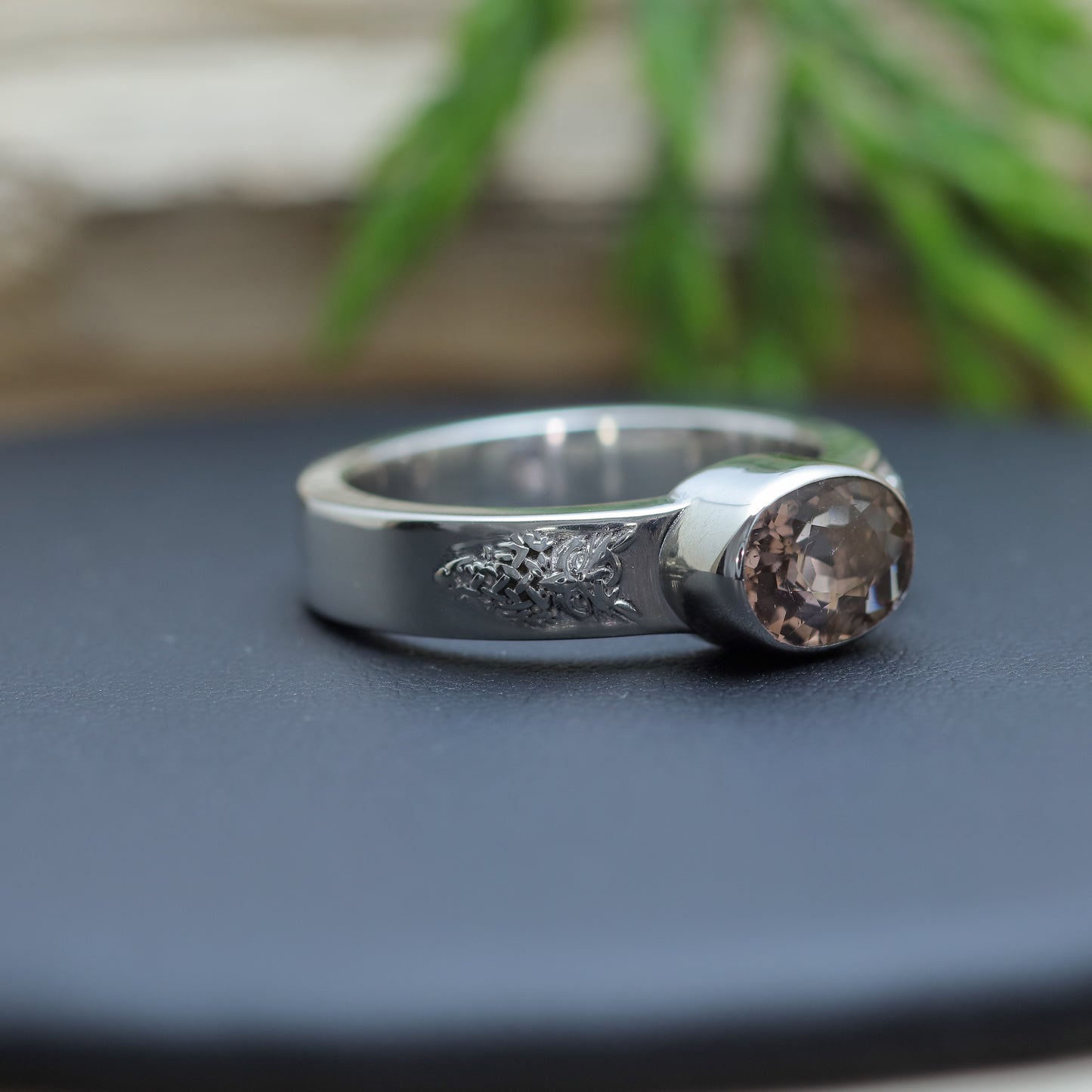 Light Pink Tourmaline Bezel Ring in Sterling Silver (with IGE Certificate)