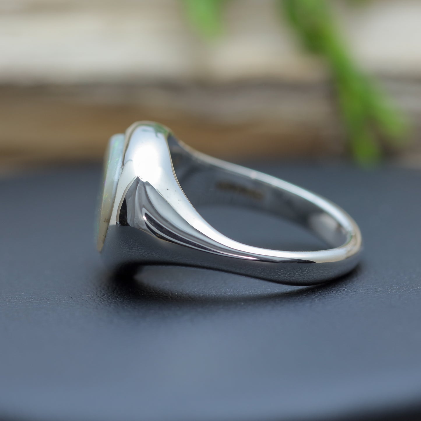 Hand-Sculpted Lightning Ridge Australian Opal Ring in Sterling Silver