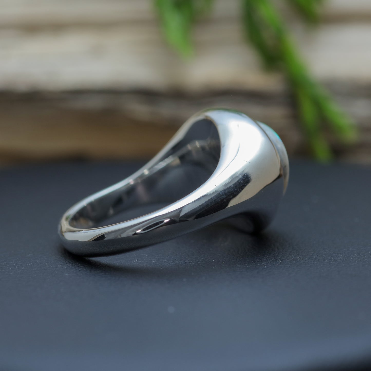 Hand-Sculpted Lightning Ridge Australian Opal Ring in Sterling Silver