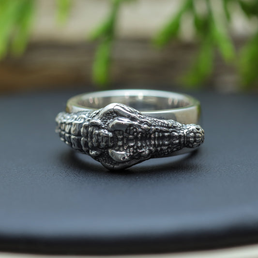 Unisex "Sobek" Sculpted Crocodile Ring (12.5g)