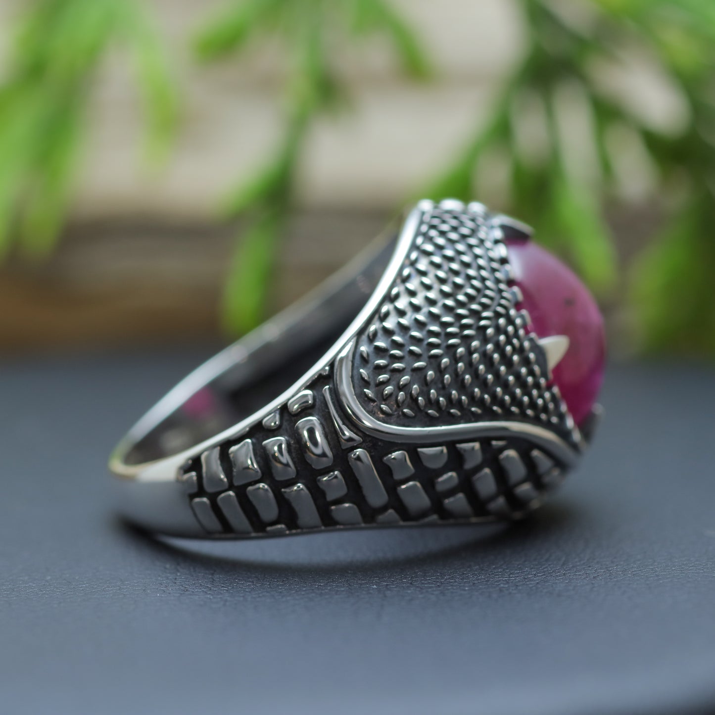 One-of-a-Kind Men's Natural Vietnamese Cabochon Ruby Signet Ring