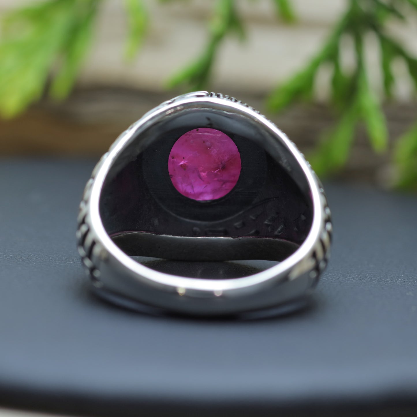 One-of-a-Kind Men's Natural Vietnamese Cabochon Ruby Signet Ring