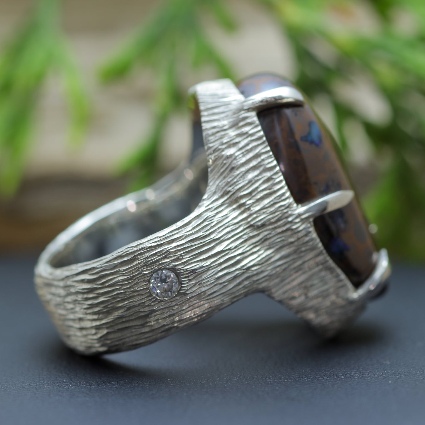 Men's "Earth & Fire" Textured Boulder Opal Statement Ring (30g)