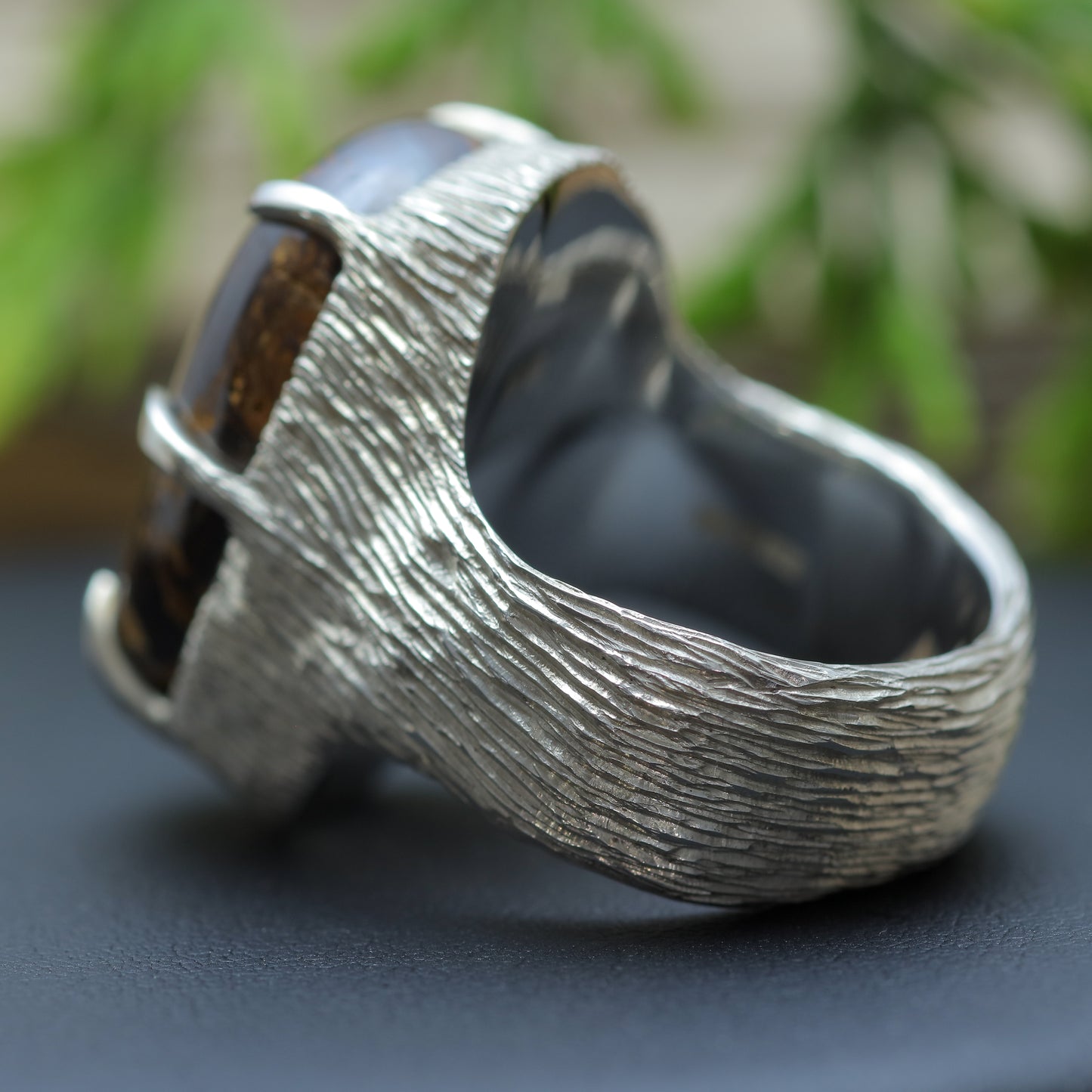 Men's "Earth & Fire" Textured Boulder Opal Statement Ring (30g)