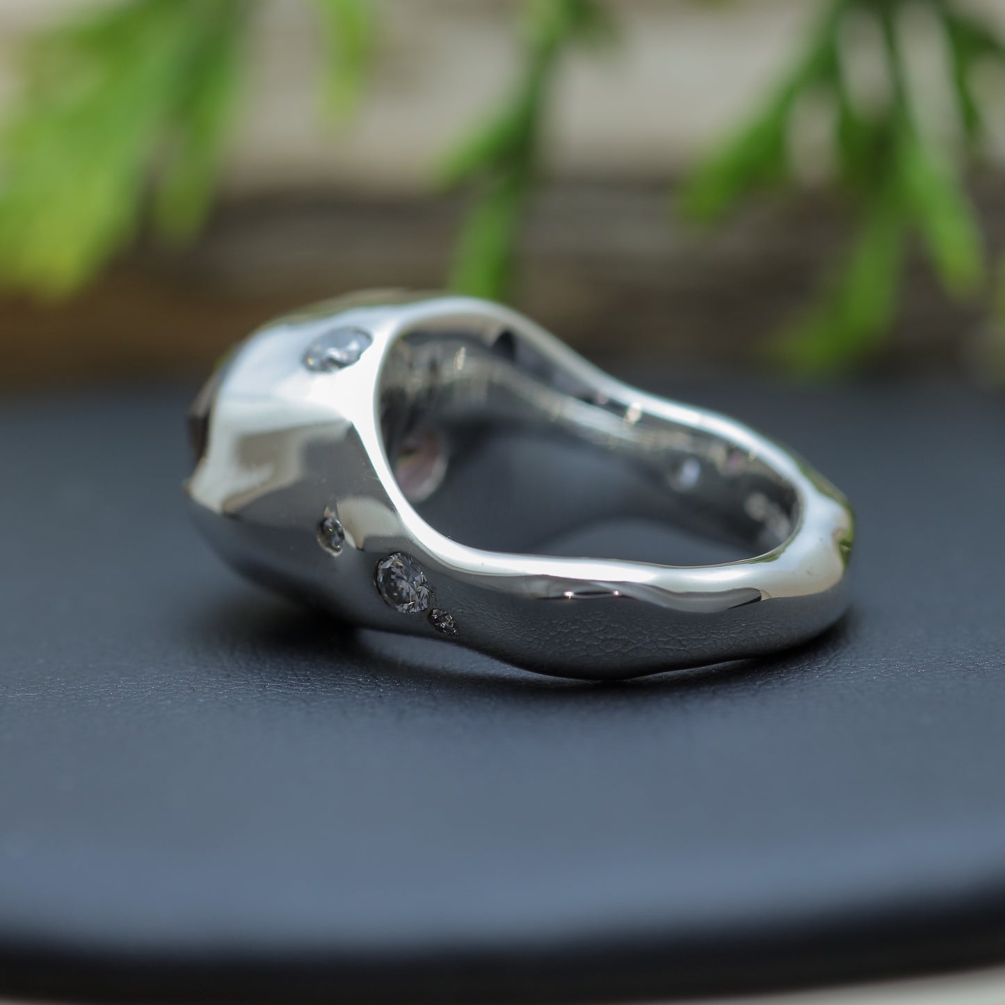 Organic Oval Amethyst & Flush Lab Diamond Statement Ring