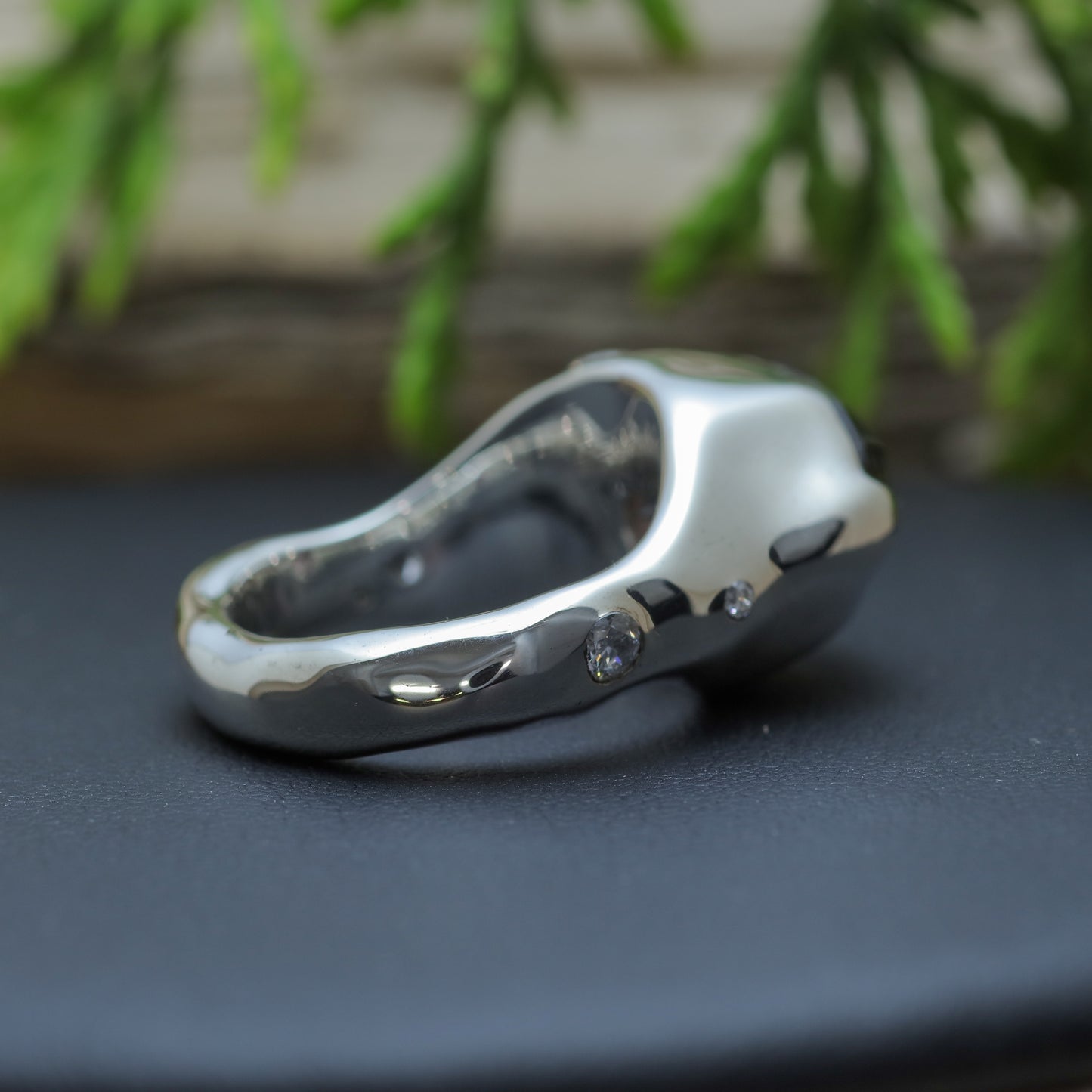 Organic Oval Amethyst & Flush Lab Diamond Statement Ring