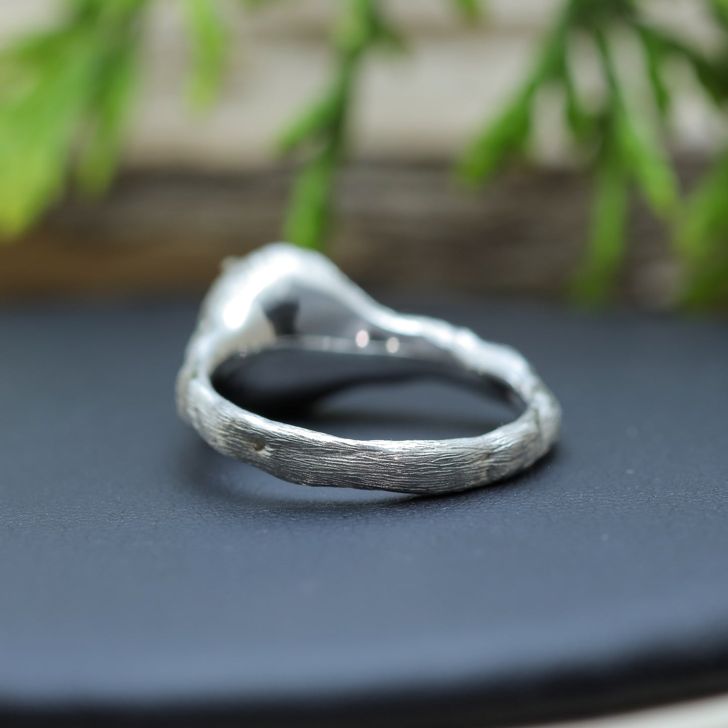 Organic Oval Chalcedony Hand-Textured Statement Ring