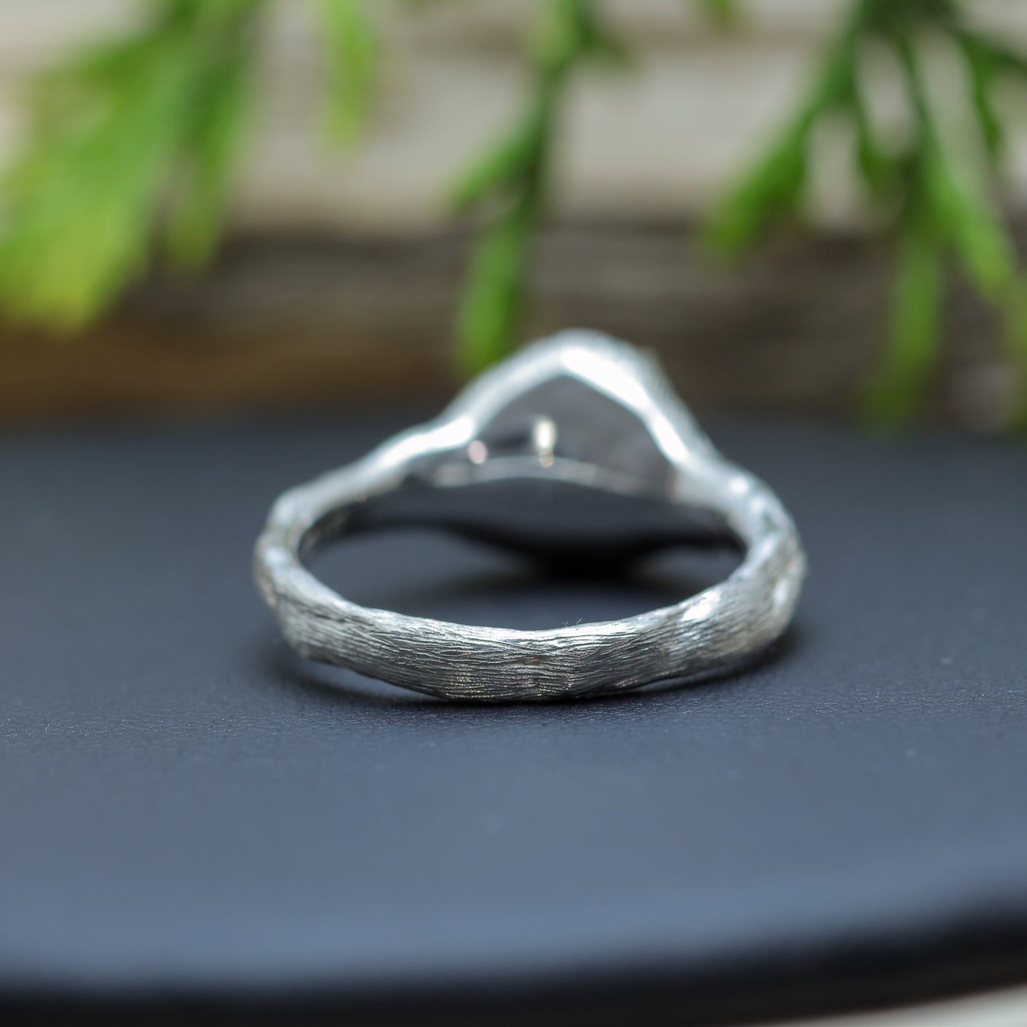 Organic Oval Chalcedony Hand-Textured Statement Ring