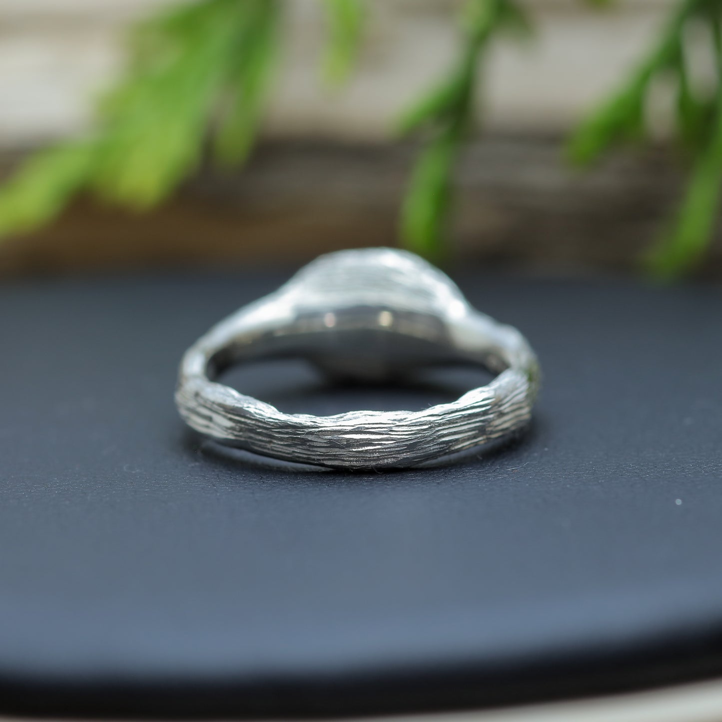 Organic Square Dark Green Sapphire Statement Ring