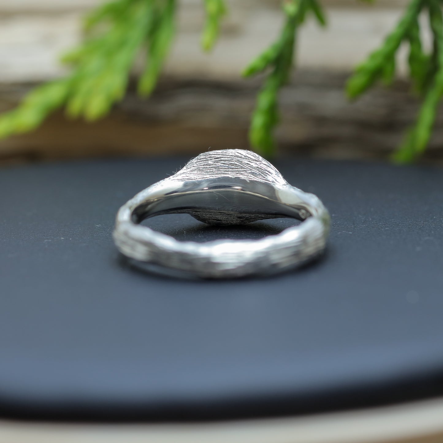 Organic Square Dark Green Sapphire Statement Ring
