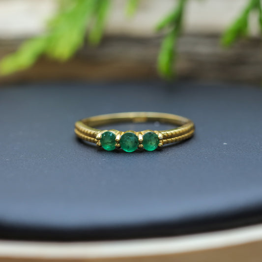 Three-Stone Emerald Gold-Plated Ring