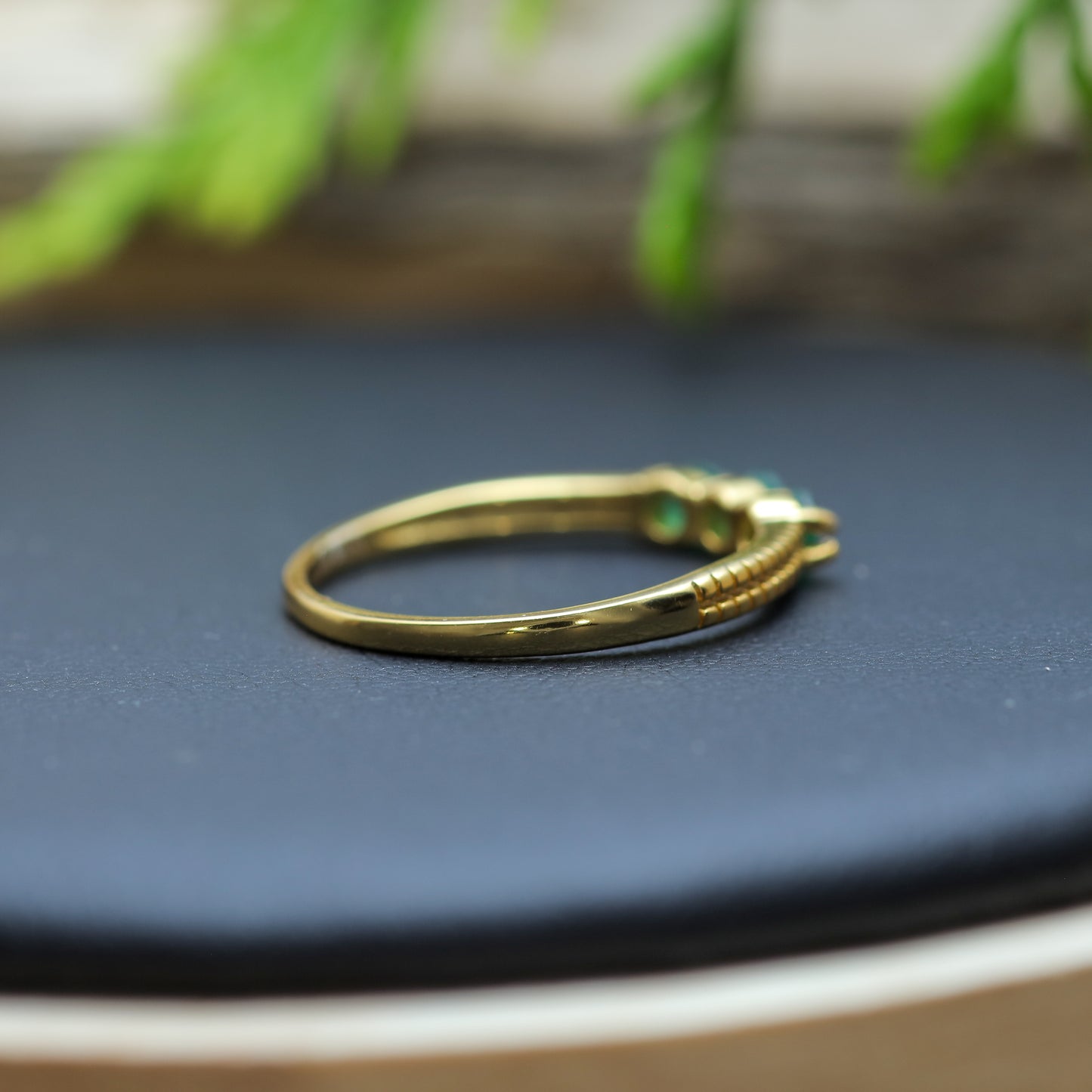 Three-Stone Emerald Gold-Plated Ring